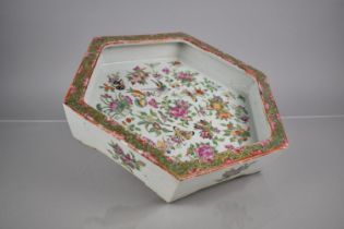 An 18th/19th Century Qing Period Chinese Porcelain Famille Rose Canton Dish of Hexagonal Form on