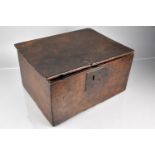 An 18th Century Welsh Elm Bible Box with Hinged Lid, 39x29x21cm High