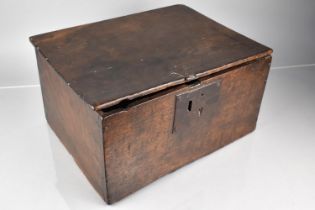An 18th Century Welsh Elm Bible Box with Hinged Lid, 39x29x21cm High