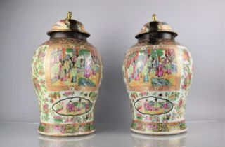 A Large Pair of 18th/19th Century Qing Period Chinese Porcelain Vase Decorated in the Famille Rose