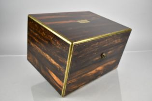 An Early/Mid Victorian Coromandel and Brass Bound Fitted Ladies Travelling Toilet Box by