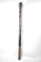 A Polynesian Akau Povai Ironwood Pole Club of Cylindrical Form Having Zig Zag Decorative Carving,