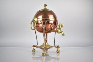 A Late 19th Century Copper and Brass Samovar of Globular Form on Reeded Cabriole Supports with