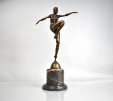 A Reproduction Art Deco Style Bronze Study of a Dancing Girl with Knee Raised After J.Philipp