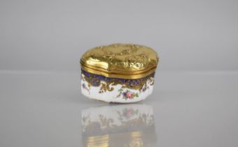 An 18th/19th Century Small Enamel Box, Finely Painted with Floral Swags, Gilt Scrolls and Blue
