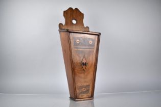 A Nice Quality Late 18th Century Inlaid Candle Box of Tapering Form with Hinged Sloping Lid and
