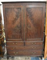 A George III Mahogany Livery Cupboard Having 2 Short and 1 Long Dummy Drawers over Long Drawer to
