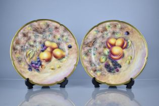 A Pair of Porcelain Hand Painted Plates by G Delaney, Still Life, Fruit and Berries with Gilt