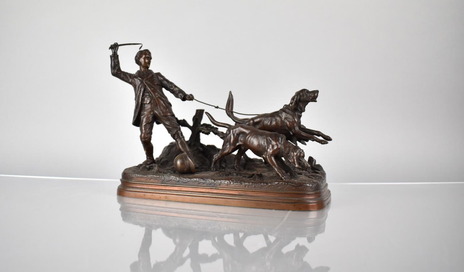 After E. Dubucand, Bronze Figure Group, "Valet de Limier" or "The Bloodhound Handler", on - Image 2 of 5