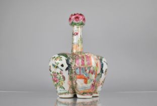 A 19th Century Qing Period Chinese Porcelain Famille Rose Tulip Vase of Tradition Form with Lappet