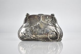 An Edwardian Silver Purse with Floral & Scrolled Repousse Decoration Birmingham Hallmark 1910,