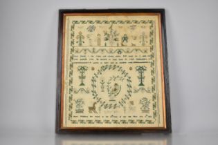 An Early 19th Century Framed Silk Sampler, the Work of Mary Bangham, Aged 9, 1836. 43x37cm