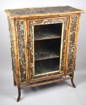 A Late 19th Century/Early 20th Century Bamboo Cabinet with Glazed Door Opening to Three Shelf Inner,