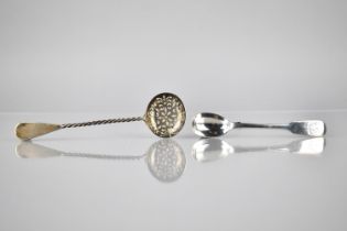 A Georgian Silver Condiment Spoon, London Hallmark by WF, 16gms together with a Victorian Silver