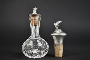 An Elizabeth II Silver Topped Cut Glass Bitters Bottle by JB Chatterley and Sons Ltd with Pheasant