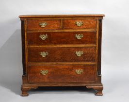 An Oak Chest of Small Proportions with Two Short and Three Long Drawers All with Pierced Brass