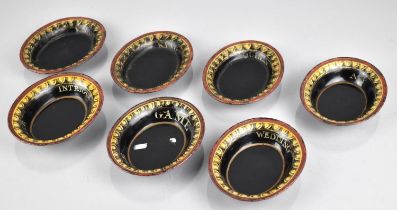 A Rare Set of Georgian Toleware Gaming Dishes for Matrimony, Each Dish of Oval Form with Yellow