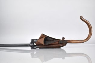 A Late 19th Century German Made Shooting Stick, With a Folding Leather Seat Embossed With