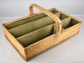 An Early 20th Century Edwardian Country House Wicker Cutlery Tray with Original Baize Lining .