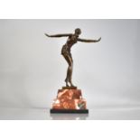 A Reproduction Bronze Art Deco Figure After Chiparus, Set on Stepped Marble Plinth, 48cm High