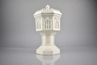 A 19th Century J.Shaw & Sons of Longton Porcelain Travelling Font and Cover of Octagonal Form &