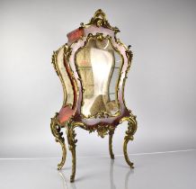 A French Louis XIV Style Miniature Vitrine Cabinet with Gilt Brass Mounts of Ornate Form and Set