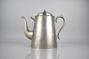 A Vintage GWR Hotels Pewter Teapot with Hinged Lid, Numbered 36431 to Base 28cm High