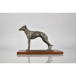 A Cast Metal Study of Standing Greyhound, Set on Rectangular Wooden Base, 23x10cm