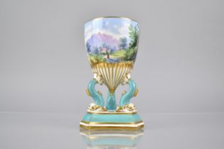 A Late 19th Century Davenport Hand Painted Pedestal Vase, The Bowl with Rural Landscape Featuring