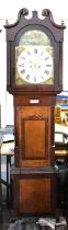 A 19th Century Inlaid Mahogany Long Case Clock with Painted Dial Inscribed for Thomas Joyce of