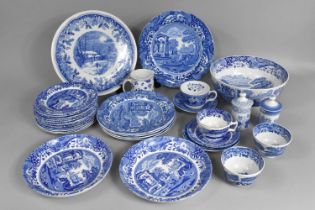 A Collection of Spode Blue and White China to Comprise Italian Pattern Plates, Side Plates, Cake