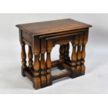 A Mid/Late 20th Century Oak Nest of Three Tables, 51cms Wide