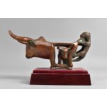 An Interesting Indian Copper Stand in the Form of Tiger Attacking Cow Defending Calf, Set on