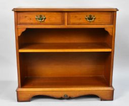 A Modern Yew Wood Bookshelf with Two Top Drawers, 76cms Wide