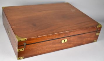 A Large 19th Century Brass Mounted Mahogany Campaign Box with Inset Brass Mounts, 60x44x15cm High