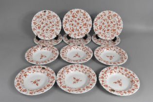 A Set of Six Aynsley Madrigal Terracotta Pattern Plates and Six Bowls
