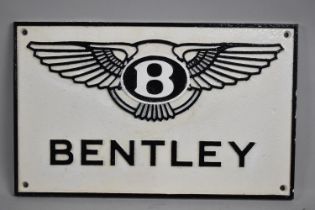A Rectangular Cold Painted Cast Iron Plaque for Bentley, 29.5x18.5