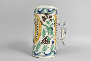 A Large 19th Century Iznik Tankard, 22.5cm high, Condition Issues