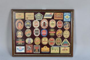 A Framed Collection of Beer Bottle Labels