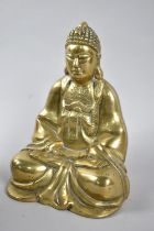 A Heavy Cast Brass Study of Seated Buddha, 19cms High