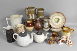 A Collection of Various 19th and 20th Century Ceramics to Comprise Relife Jugs with Rope Twist