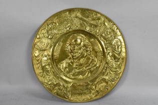 A Very Large Circular Pressed Brass Plaque Commemorating William Shakespeare, 98cms Diameter