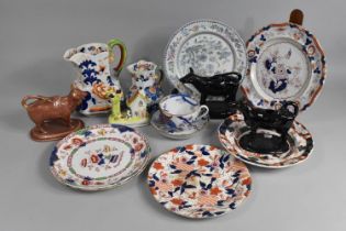 A Collection of Various 19th Century and Later English Imari Pattern China to Comprise Copeland