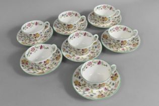 A Minton Haddon Hall Pattern Tea Set to Comprise Seven Cups and Seven Saucers