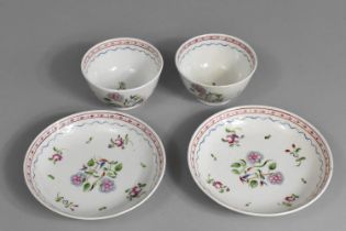 Two Early New Hall Tea Bowls and Saucers C.1785