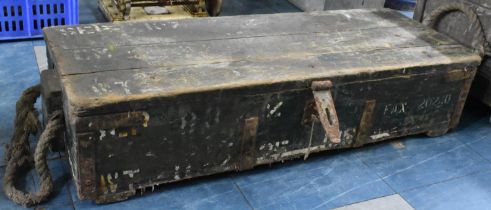 A Vintage Wooden Ammunition/Tool chest with Rope Carry Handle