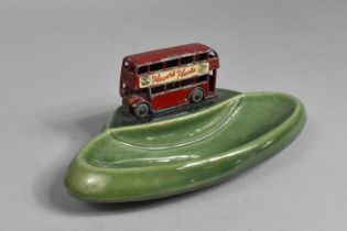 A Mid 20th Century Wade Ashtray Mounted with Matchbox London Bus, 15cms Wide