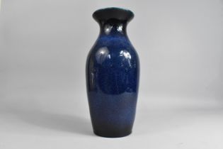 A Monochrome Vase, Mottled Blue Glaze of Baluster Form and Flared Neck, 33cm high