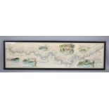 A Framed Print, The Fishermans Map of Salmon Pools, Part of River Spey, By I Scott, 76x20cms