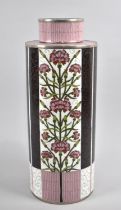 A French Cylindrical Cloisonne Enamelled Vase and Cover Decorated with Flowers, 38cms High